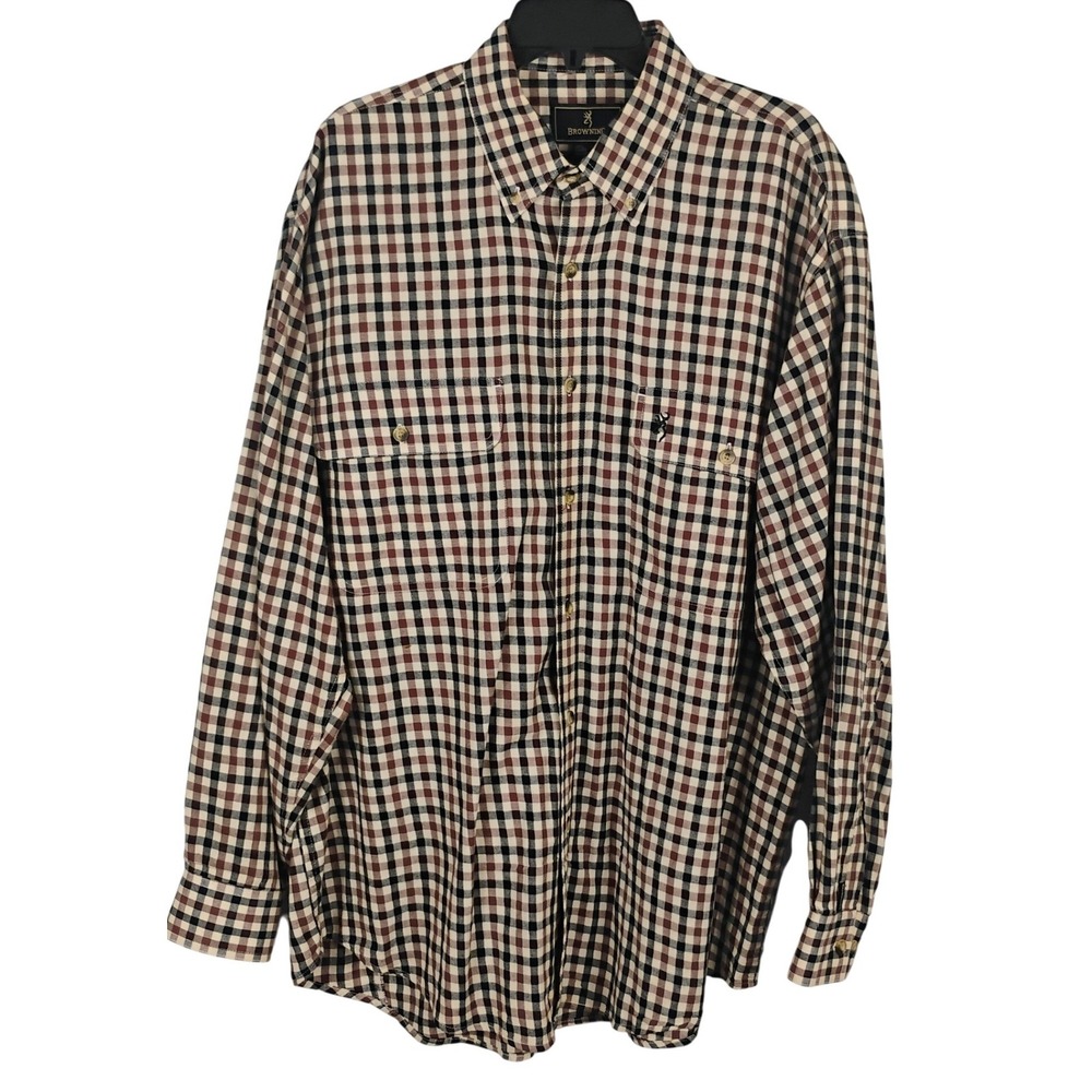 Browning Mens XL Checkered Button Down Shirt Multicolor Cotton Gorpcore Vibe